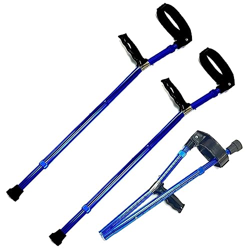 Muletas de antebrazo con puño cerrado giratorio (par), muletas ajustables para adultos, con asas ergonómicas y cómodas para la muñeca, muletas plegables de aluminio ligero