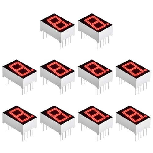 Tube numérique LED 1 bit 7 segments super rouge cathode commune 25,4mm lot de 10 pièces