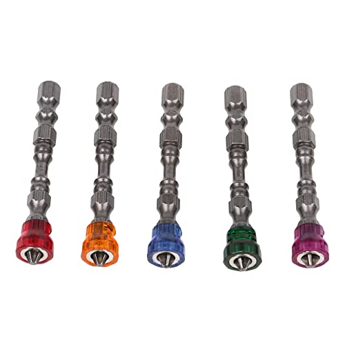 BQLZR 1/4' S2 Chrome Steel Drywall Magnetic Screwdriver Bit PH2 L65xD9mm Plasterboard Screw Bits Hex Shank With Depth Stop 1- Pack of 5