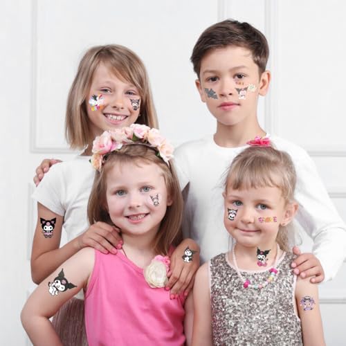 Image of MAYCREATE 4 Sheets Cartoon Temporary Tattoo Stickers for Kids Waterproof | Waterproof Wear, Easy Transfer and Removal, Cartoon Designs, 4 Sheets, Arm and Party Use, Customer Support