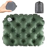 風織商社 折りたたみマット エアー レジャーシート 厚手 一人用【口付けず空気入れ・厚さ5cm・超軽量】座布団 お尻 エアークッション40x31cm キャンプ マット アウトドア レジャーシート 空気入れポンプ＆収納ケース付き コンパクト 旅行 便利グッズ 超軽量 お花見 春キャンプ ピクニック 屋外イベント 春のパーティー アウトドア用品 (グリーン)