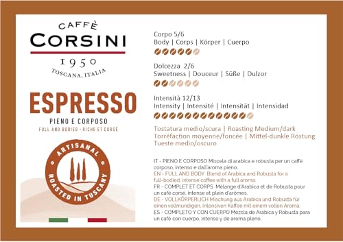 Caffè Corsini - Kaffeebohnen 1 kg Espresso, Klassische Mischung aus Arabica und Robusta, Mittel-dunkle Röstung… – Ansicht 4