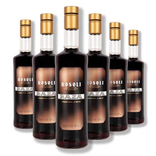 Pack de 6 Botellas de 0,70L de Licor Rosoli 17º, Base de Aguardiente Seco y Café