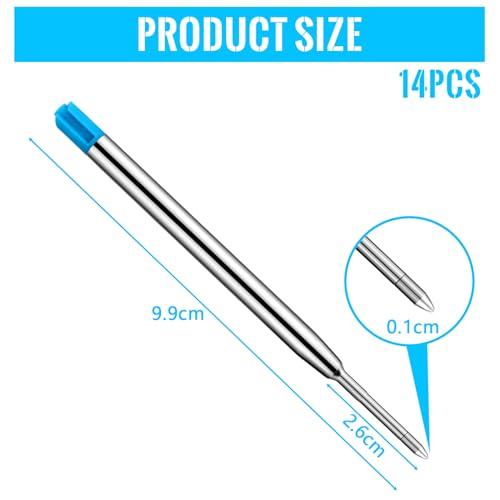 Collazoey 14 Stück Kugelschreiberminen Großraumminen,Kompatible Set Minen,Metall Ersatzminen für das G2-Format,1,0mm Strichstärke M,Schreibfarbe (Blau)