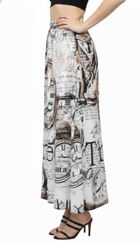 Image of VAGISHA Women's 4-Metre Flared Long Skirt | Skirts for Women Long Length | Long Skirts for Girls | Ethnic & Boho Printed Wear with Elastic Waist | Perfect for Party, Festive & Casual Look