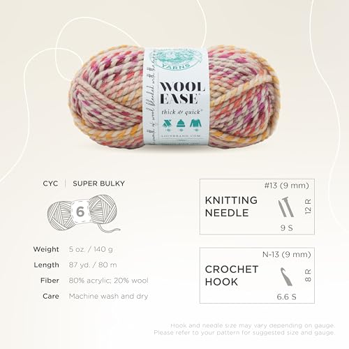 Image of Lion Brand Yarn Wool-Ease Thick and Quick Yarn, Soft and Bulky Yarn for Knitting, Crocheting, and Crafting, 3 Pack, Spice Market | Super Bulky Wool Acrylic Blend Fiber for Soft Hats, Sweaters, Chunky Blankets, Yarn for Crochet, Knitting, Crafts, Weaving