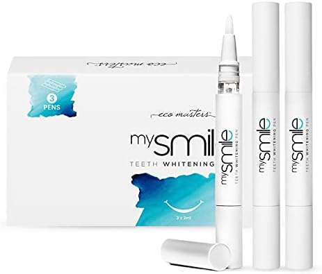 mysmile Teeth Whitening Gel Pen (Pack of 3) - Hydrogen Peroxide Free Natural Whitener Pens for Instant Whitening for A Bright White Smile, Professional Oral Cleaning Formula, Dental Care from Home