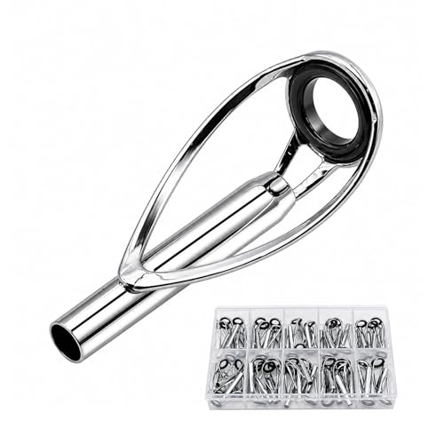 LINGUANG 50PCS Fishing Rod/Pole Replacement Stainless Steel Tip Tops Repair Kits for Surf,Spinning, Casting(C-MGT 49PCS)