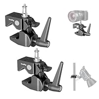 SMALLRIG Super Clamp Kit 2-Pack, Hochleistungs Max Load 33lb/15kg, mit einem 1/4\-20 und 3/8\-16 oberen Schraube, für Fotostudio Video-Kamera-Beleuchtung, für runde Rohre und flache Oberflächen - 5318