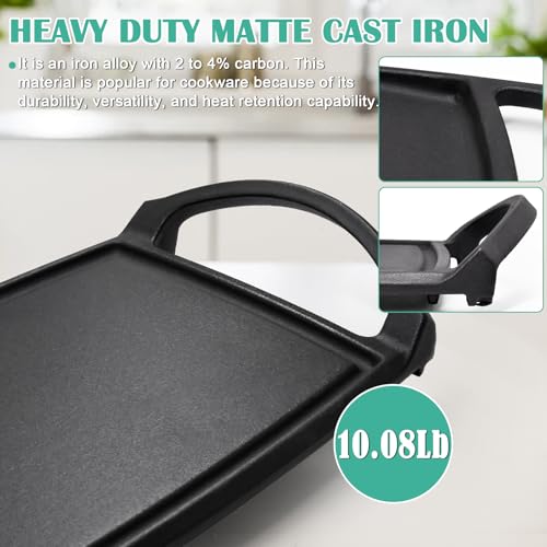 Image of Hiorucet WB31K10217 Cast Iron Griddle Cooktop, Non-stick Griddle Plate Replacement Parts for GE Gas Stove Griddle Range Griddle Cooktop, Heavy Duty Flat Top Pan for General Electric GE Center Parts.