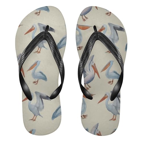 Burbuja Pelicans Flip Flops for Women Men, Soft Thong Sandals Rubber Slippers for Pool Beach Essentials