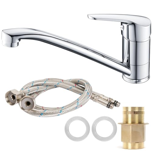 Küchenarmatur 360 ° drehbar wasserhahn schwenkbare spültischarmatur küche armatur chrom einhebel spültischarmatur mischbatterie für küche spültisch mit 40cm schlauch