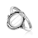 925 Sterling Silver Ring Blank – 9x11mm Oval Bezel Setting with Black Patina – Vintage Style Semi Mount for DIY Jewelry and Gemstone Rings (6.5)