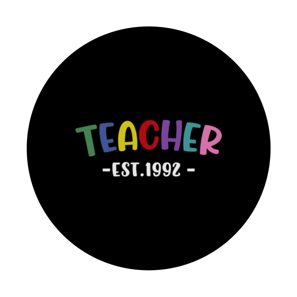 Teacher Est 1992 Personalized Teacher 1992 PopSockets Swappable PopGrip, Black - Image 3