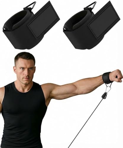 Image of RACE Wrist Cuffs Lifting Straps with D-Rings Adjustable, Weight Lifting Straps for Cable Machine, Strength Training Equipment For Weightlifting & Gym Training