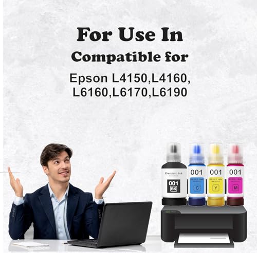 Image of 001 Ink Compatible with Epson L3110, L3150, L3152, L3156, L3210, L3211, L3215, L3216, L3250, L3252, L4260, L5190, L1110, L4150, L6170, L4160 Printer (001 Black Ink 1 pcs)