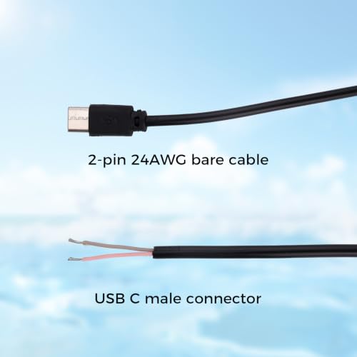 Cable USB C a 2 pines extremos abiertos cable pelado alimentación 5uds 4