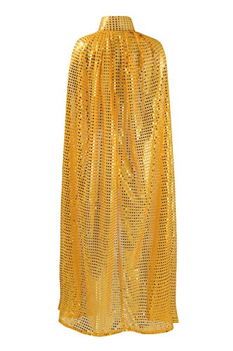 Ladies Cloaks Full Length Colored Sequins Goddess Cape Halloween Christmas Outerwear (Gold)