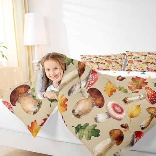 Image of Feelyou Mushroom Fungus Wild Comforter Set Queen Size Kids Boys Girls