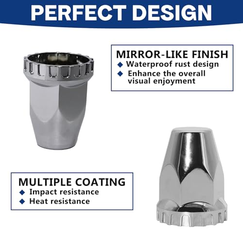 Image of 33mm ABS Chrome Dome Screw-on Lug Nut Caps Standard Flanged Column Lug Nut Cover Dome for Semi Truck Trailer (20PCS)