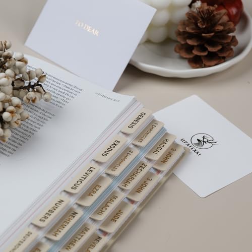 Image of UPAFEXXI-Leather Bible Tabs for Women and Men, Gold Foil Lettering(Cream)