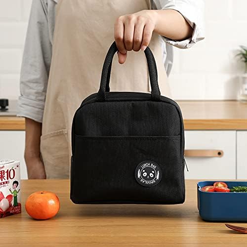 Dzmuero Insulated Lunch Bag Picnic Handbag Packed Lunch Bag Leak-Proof Lunch Organizer for Women, Adults, Students 1 Pcs, 23 * 13.5 * 20cm (Black)