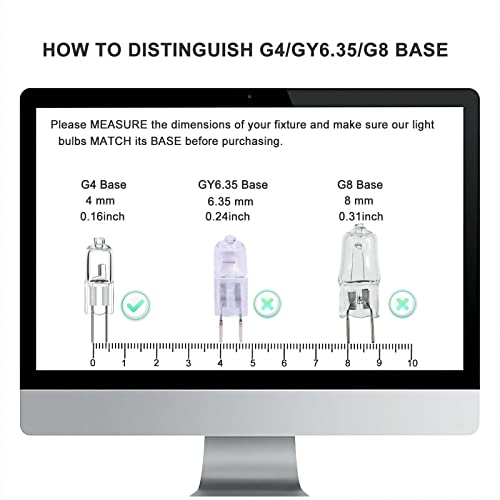 Cmyben G4 Halogen Light Bulbs, 50W 12V 2800K G4 Dimmable Halogen 2 Pin Base Lamp Warm White Clear Capsule Lamp Pack Of 10 #TOP4