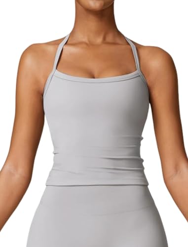 Image of QBGJTD Womens Longline Sports Bras Cross Back Active Gym Yoga Padded Workout Crop Tank Top with Built in Bra