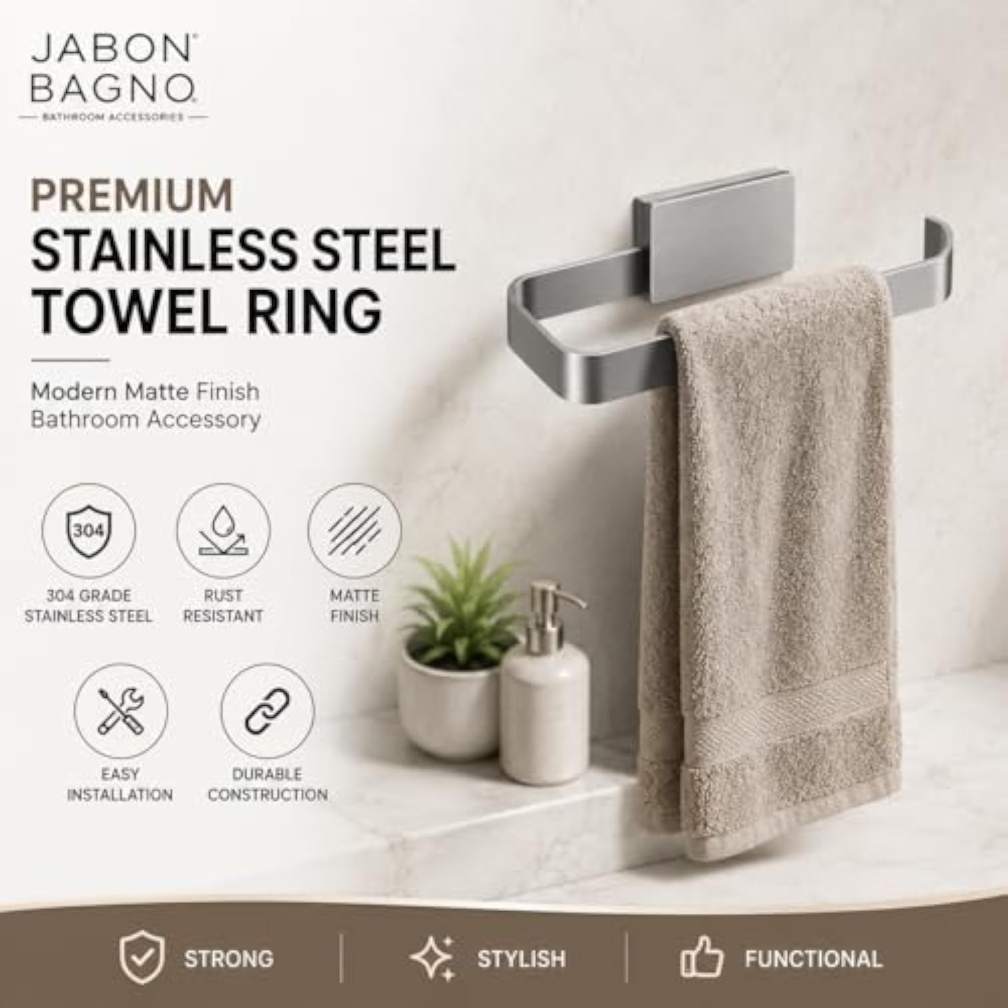 Stainless Steel Towel Ring for Bathroom Wall Mount