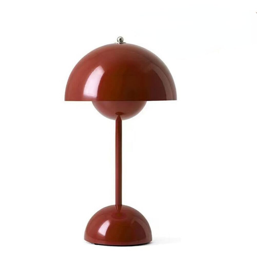 anso Cordless Flower-Bud Desk Lamp LED Touch USB Dimming Table Bedroom Night Light Type-C (Red)