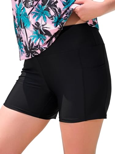 Ocean Blues Women's 5" Plus Size High Waisted Swim Shorts with Pockets Board Shorts2