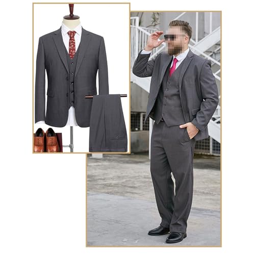Ternos masculinos, 2 peças, jaqueta de smoking cinza, tamanho grande, versão folgada, casual, negóci