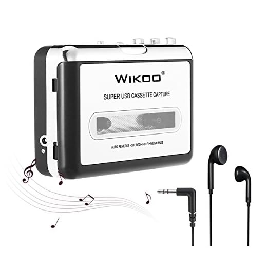 Portable Cassette Player Cassette to MP3 Converter Capture Cassette Tape to MP3 CD Audio with Headphones Power Cable