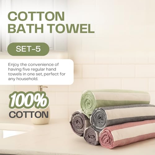 Image of Premium Hand Towels | 180 GSM Cotton Hand Towels | Hand Towel Set of 5 | Hand Towel for Gym | Soft Towels | Size 16W x 25L (Multicolor 4, Pack of 5)