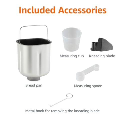 Amazon Basics Programmable Bread Maker, 2 Pound Non-Stick Automatic Bread Making Machine, 14 Settings for Breads, Doughs, Gluten-Free Options and More, LCD Display, White image 3