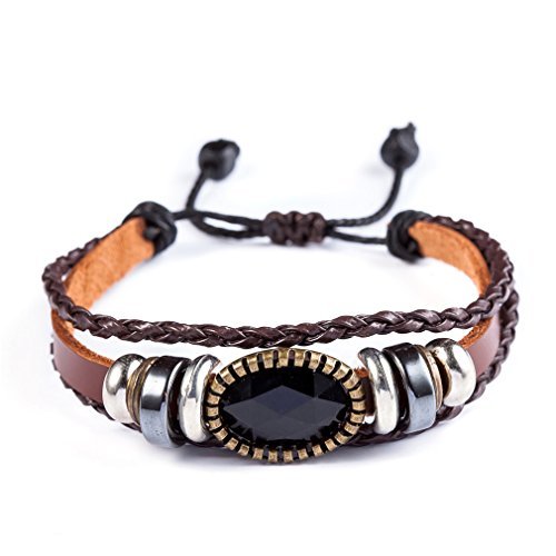 Genuine Leather Black Handmade Charm Braided Leather Bracelets for Men Women Jewelry Wrist Cuff