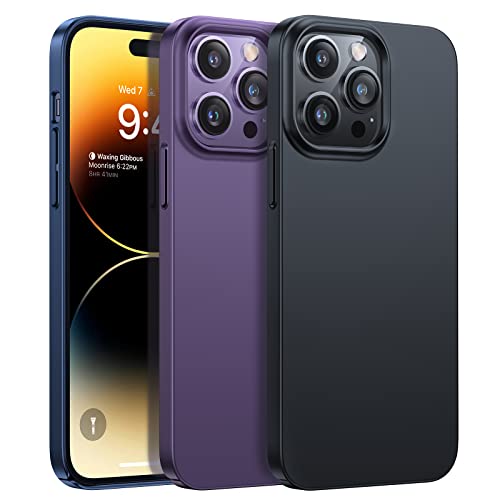 TORRAS Slim Fit for iPhone 14 Pro Max Phone Case with 2X Tempered Screen Protector, Ultra Slim Yet Shockproof Protective Case for iPhone 14 Pro Max 6.7”, Matte Black