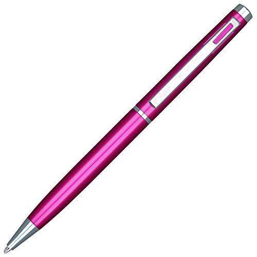 Image of Lanier 4G Ballpoint Pen - Shiny Chrome Ring & Parts with Medium Tip 0.7mm Cross Style Refill (with Accents - White or Black or Purple or Pink)