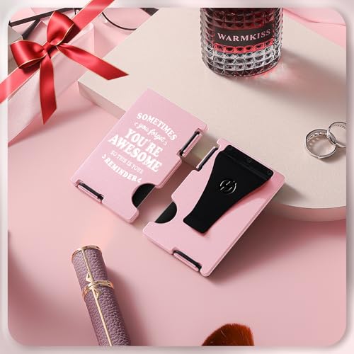Birthday Gifts for Women, Christmas Anniversary Thank You Gifts for Mom Daughter Wife, Inspirational Engraved Wallet, Encouragement Metal Wallet, Minimalist Card Holder with Money Clip 5