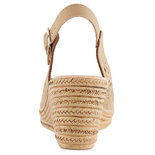 Alexis Leroy Wedge Heel Cut-Out Vamp Peep Toe Slingback Women's Sandals3