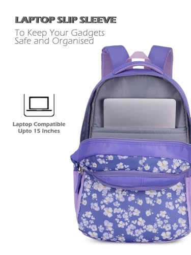 Image of Lavie Sport Orchid Laptop Backpack | 37 Liters | Fits Upto 16 Inch | Laptop Compatiable | Rain Cover | Gift for Boys & Girls