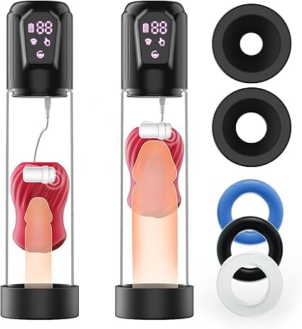 Alargador de Pene Masculino, Juguete Sexual para Hombres Bomba de Vacío Eléctrica para Pene con Vagina de Bolsillo 7Vibración+5 Modos de Succión, Masturbador de Erección,bomba vacio pene (Negro)