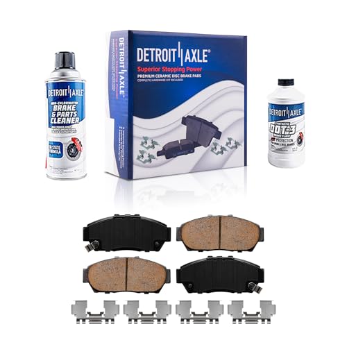 Image of Detroit Axle - Front Ceramic Brake Pads with Hardware Set Replacement for 1993-1995 Honda Civic, 1994-2001 Acura Integra - 4pc Set