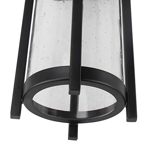 Image of Design House 588459 Chapel Ridge 1-Light LED Indoor /Outdoor Dimmable Wall Light with Clear Seedy Glass Shade for Porch Entryway Patio Garage, Black