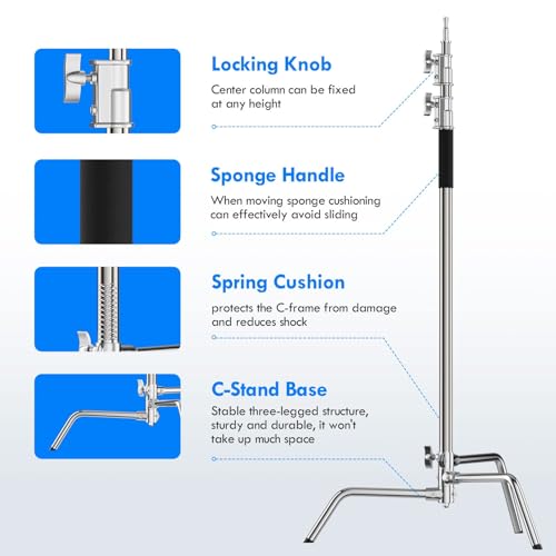 Image of EMART 10ft Heavy Duty C Stand with Boom Arm 100% Stainless Steel-2 Pack