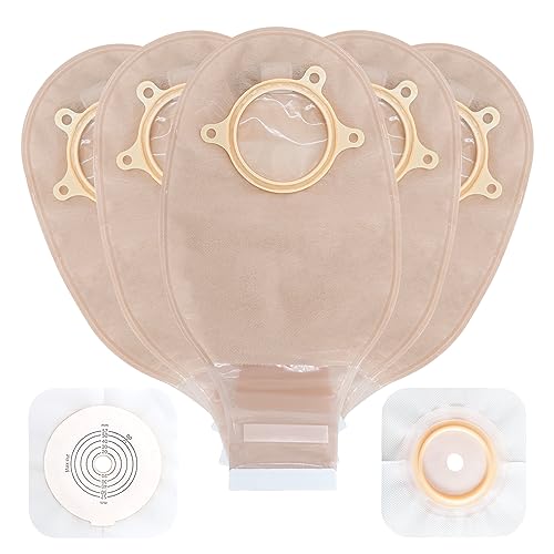KONWEDA 21 peças de bolsas de ostomia, suprimentos de colostomia, bolsa de ostomia drenável de duas peças para cuidados com o estoma de ileostomia, cortado para caber (15 bolsas + 6 peças de barreira)
