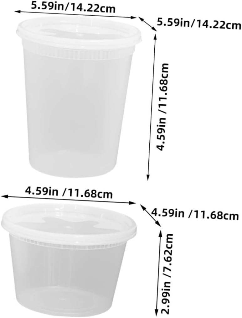 Disposable Takeout Soup Bowls with Lids 16oz 32oz Plastic Containers Oil-proof Food Storage Cups for Hot and Cold Meals 50pcs Set