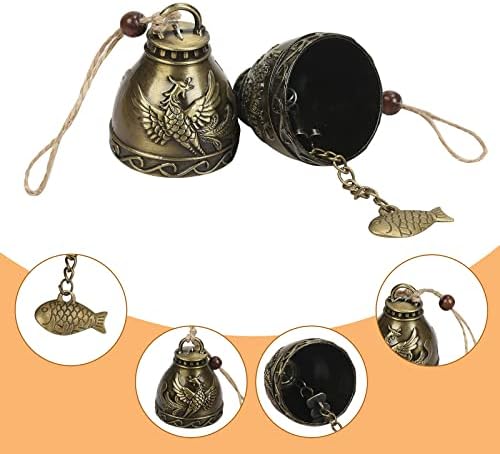 MEETANG 2 Pcs Vintage Feng Shui Wind Chimes Chinese Dragon Fengshui Bell Phoenix Wind Chimes for Indoor Outdoor Garden Home Good Luck Blessing Decoration(2 Styles)