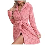 LKRSEEF Robe De Chambre Femme Polaire Peignoir Pilou Eponge Grande Taille Chaud Hiver Long Boutonnée Coton Chaude Bain Capuche Longue Courte