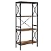 VASAGLE Scaffale da Cucina, Libreria, Scaffale a Forma di Scala con 4 Ripiani Aperti, per Corridoio, Cucina, Ufficio, Struttura in Acciaio Stabile, Stile Industriale, Marrone Vintage e Nero LLS030B01